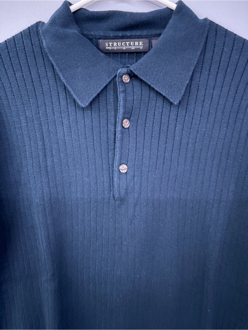Structure Navy Men's Rib-Knit Polo - Picture 4 of 4